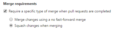 Configure whether PRs must be merged or squashed.