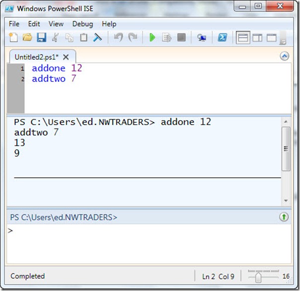 Image of script having run and the script pane closed
